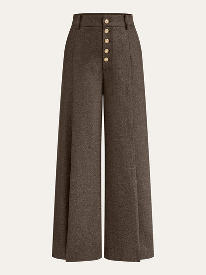 High-Waist-Hose mit Knopfleiste und weitem Bein