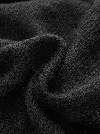 Stricktop aus Wollmischung mit V-Ausschnitt und Spitze