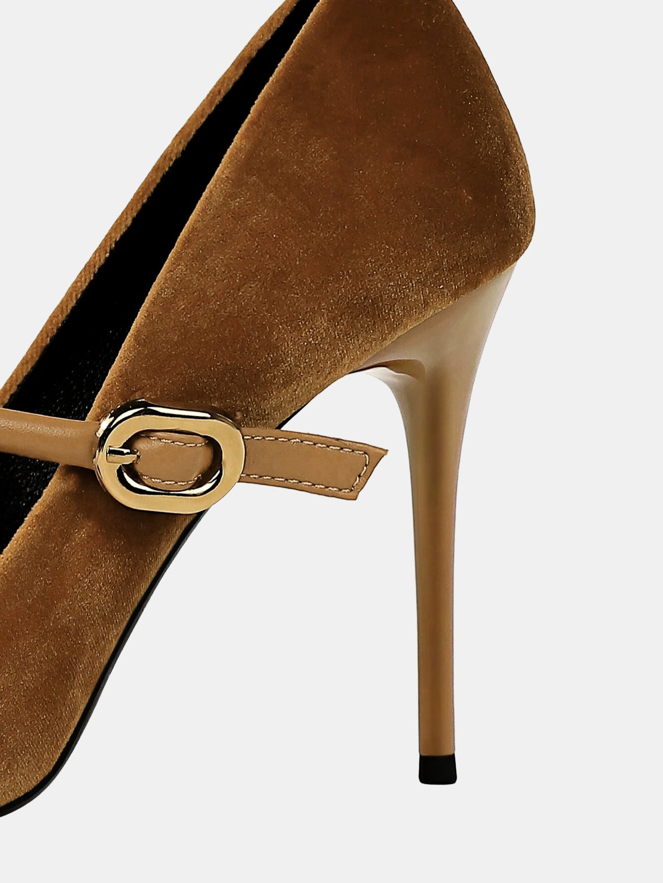 Spitze Mary-Jane-Pumps aus Wildlederimitat