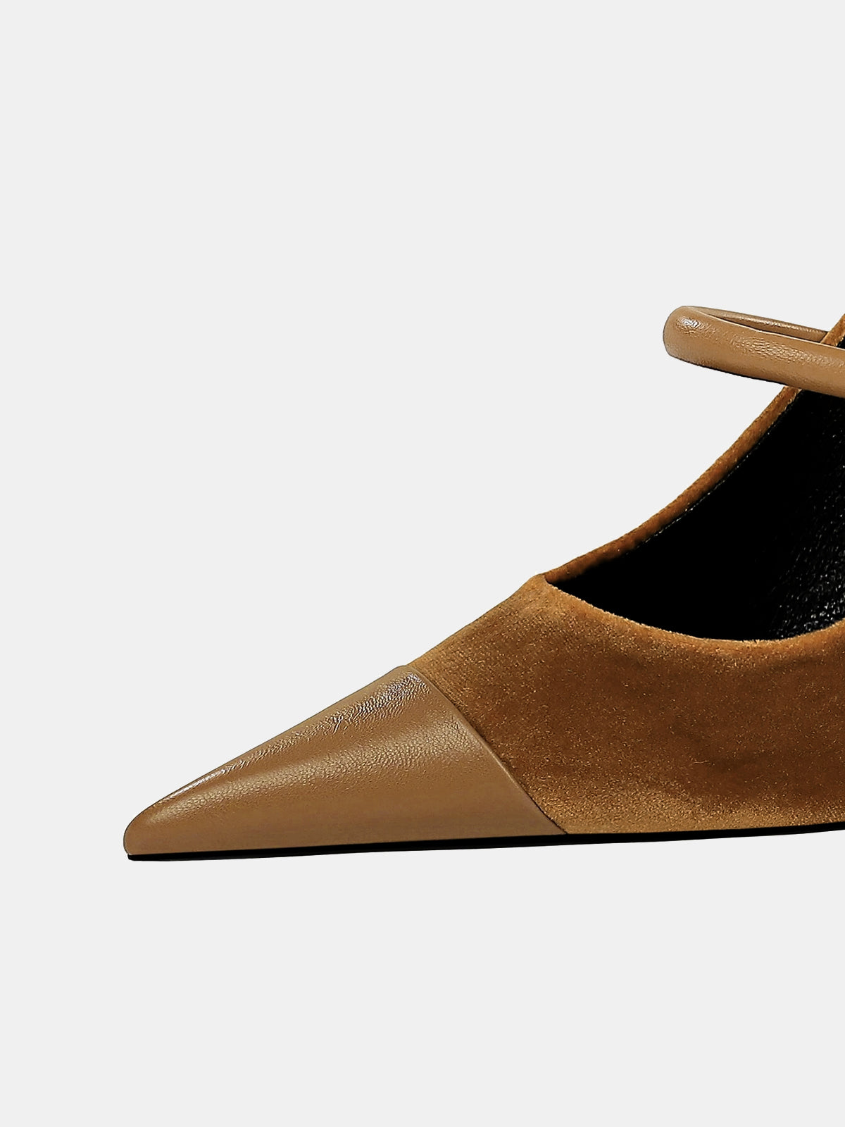 Spitze Mary-Jane-Pumps aus Wildlederimitat