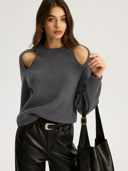 Gerippter Pullover mit Cut-Outs