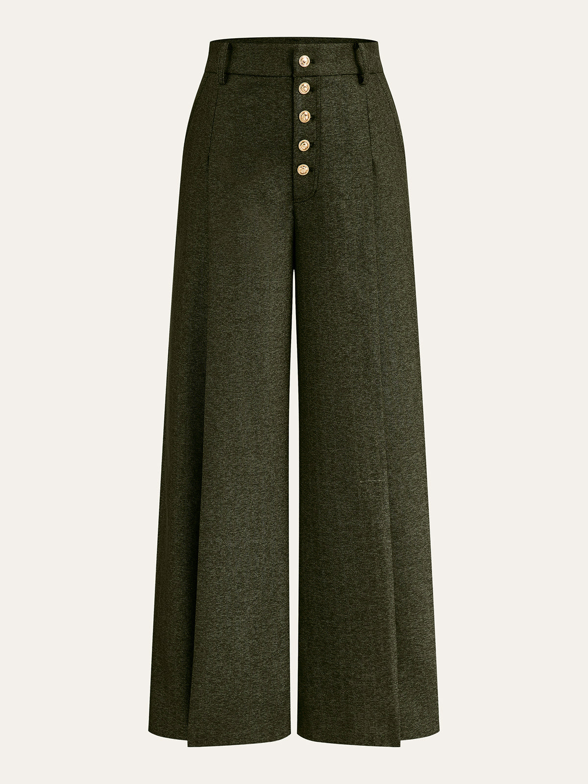 High-Waist-Hose mit Knopfleiste und weitem Bein