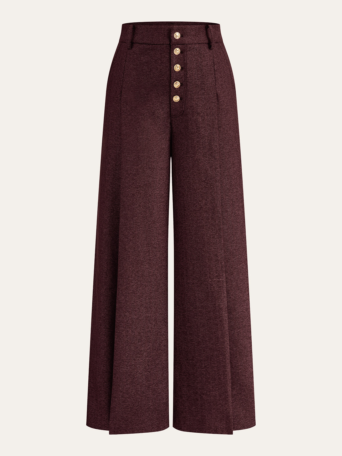 High-Waist-Hose mit Knopfleiste und weitem Bein