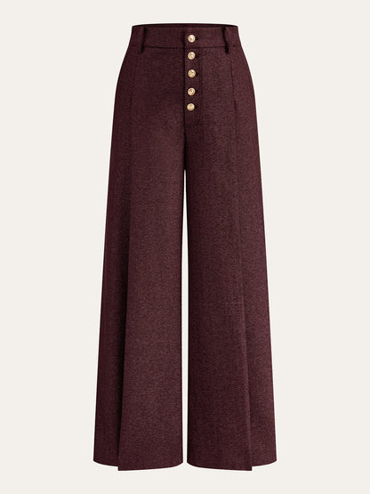 High-Waist-Hose mit Knopfleiste und weitem Bein
