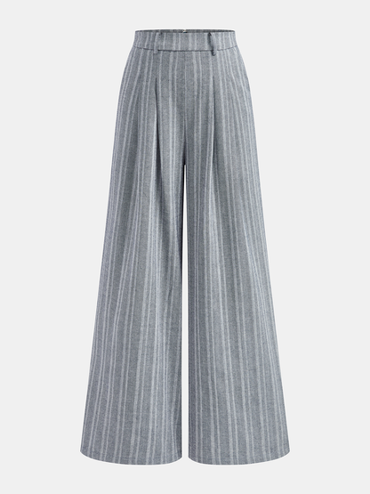 Leinenmischgewebe-Hose mit weitem Bein