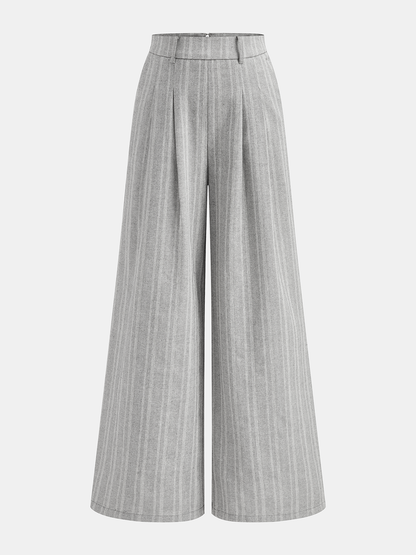 Leinenmischgewebe-Hose mit weitem Bein