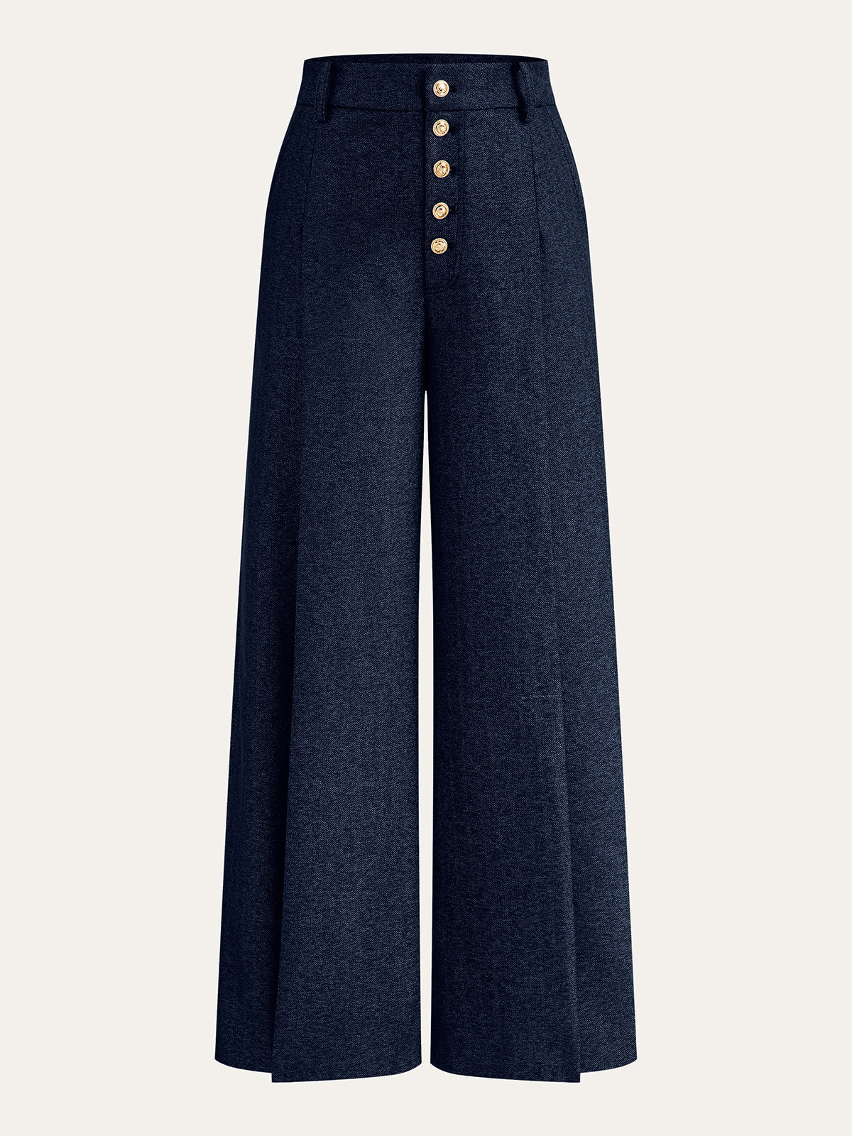 High-Waist-Hose mit Knopfleiste und weitem Bein
