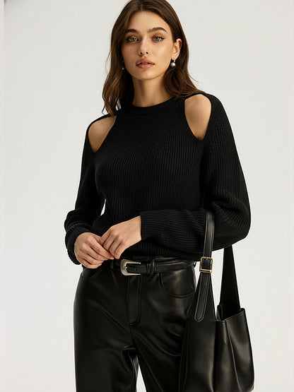 Gerippter Pullover mit Cut-Outs