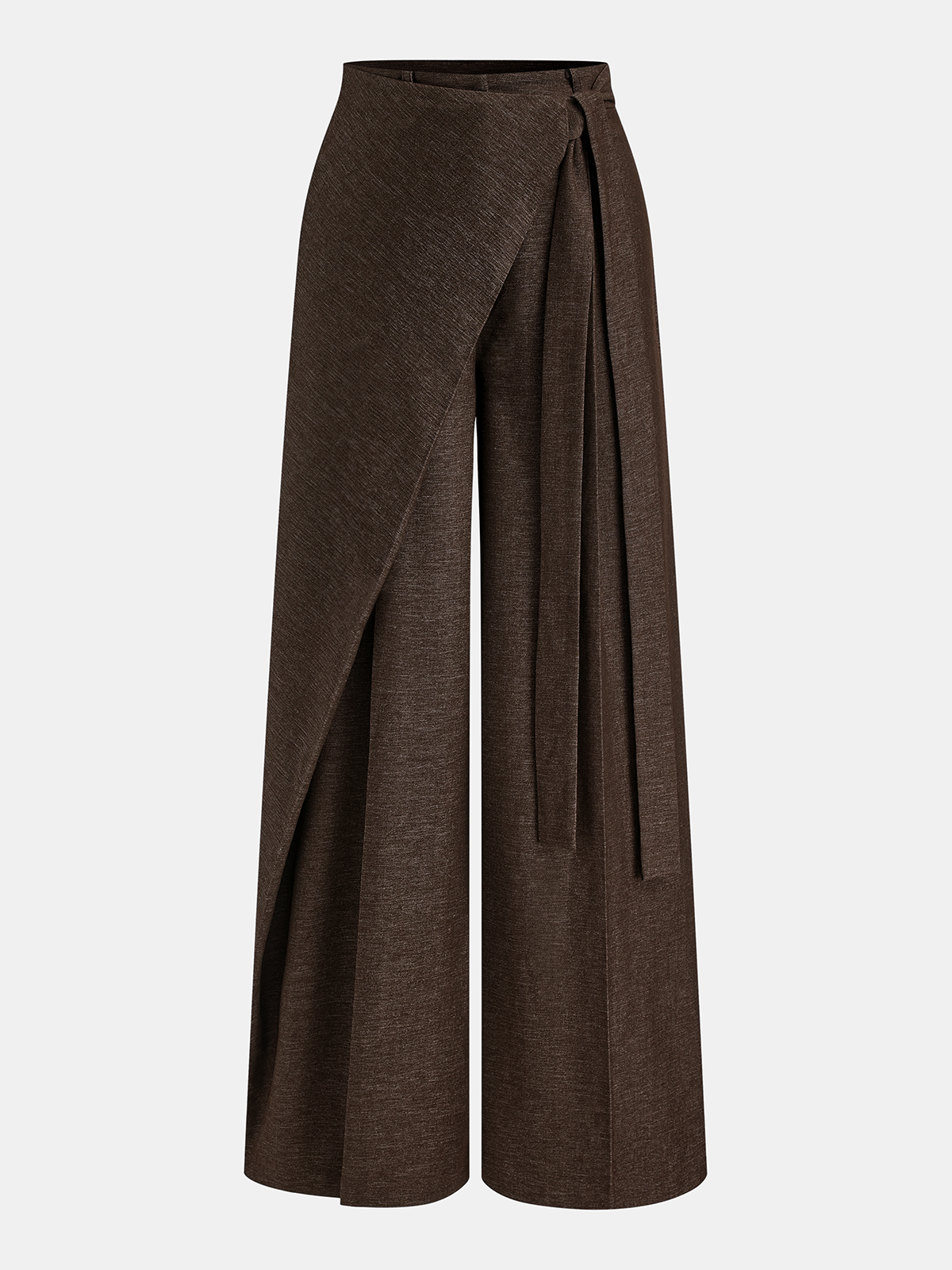 Asymmetrische Wickelhose mit weitem Bein