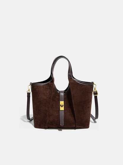 Vintage-inspirierte Wildleder-Henkeltasche
