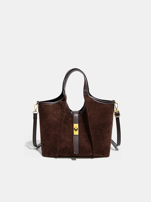 Vintage-inspirierte Wildleder-Henkeltasche