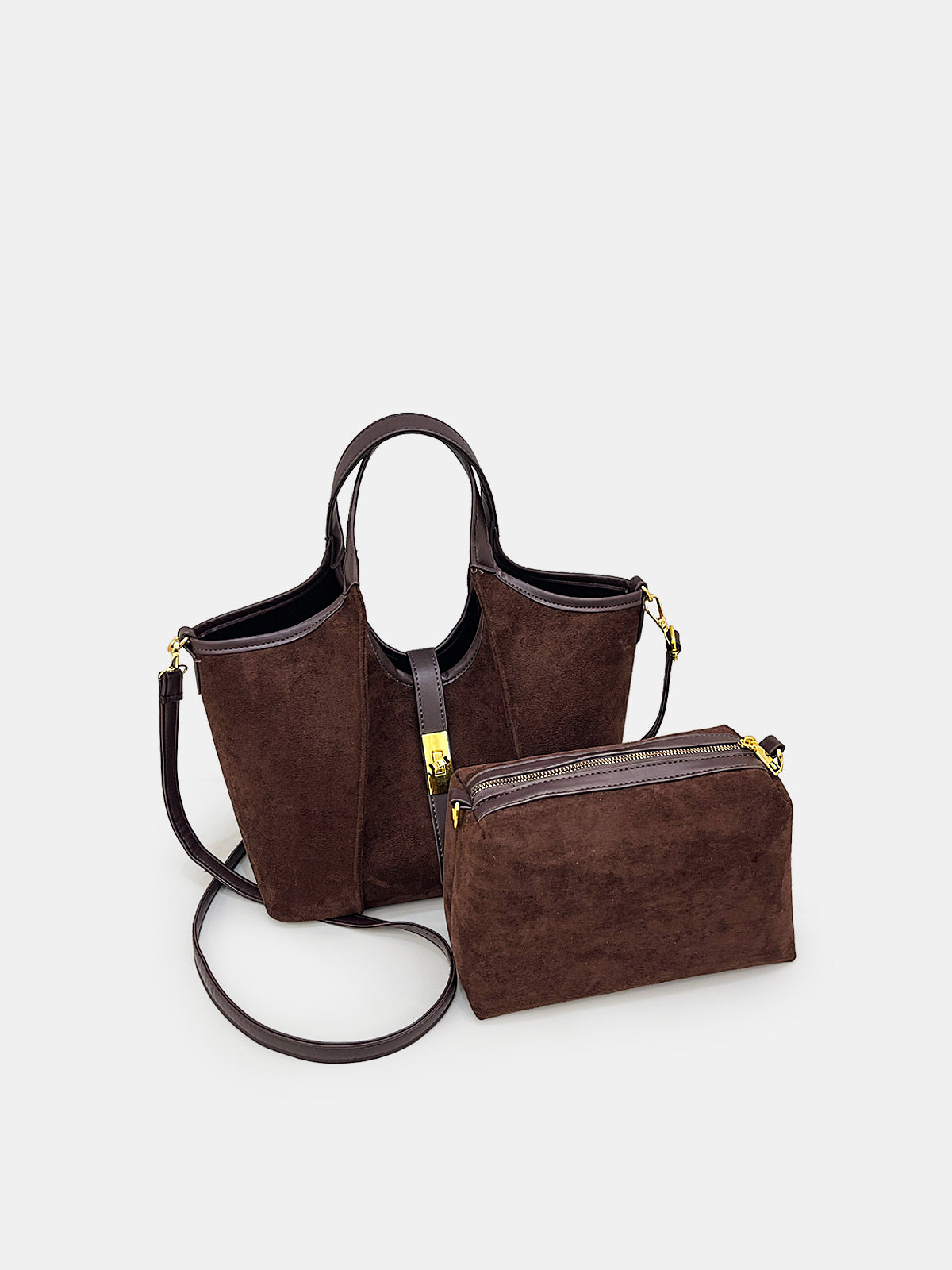 Vintage-inspirierte Wildleder-Henkeltasche