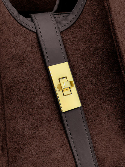 Vintage-inspirierte Wildleder-Henkeltasche