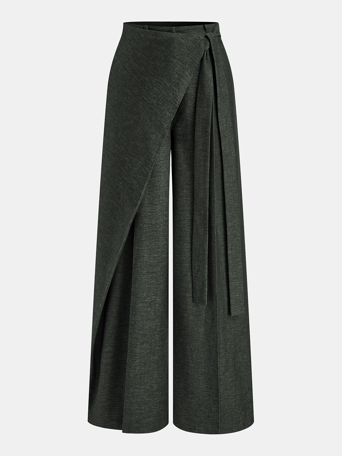 Asymmetrische Wickelhose mit weitem Bein