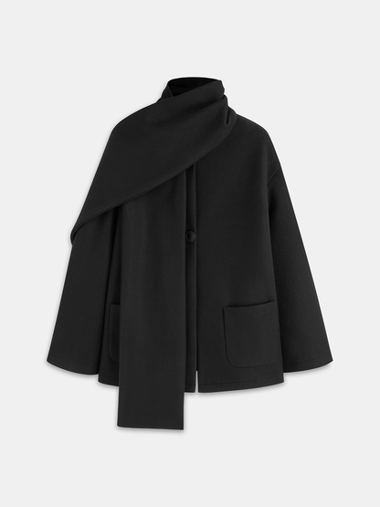 Wolljacke mit Schal-Akzent
