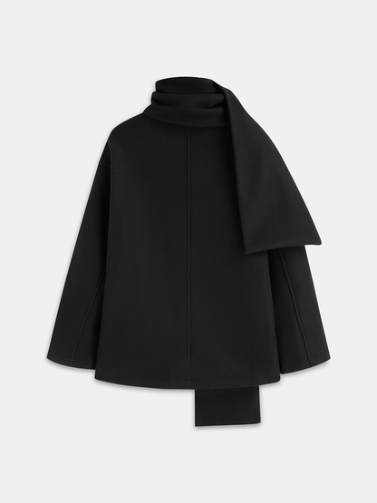 Wolljacke mit Schal-Akzent