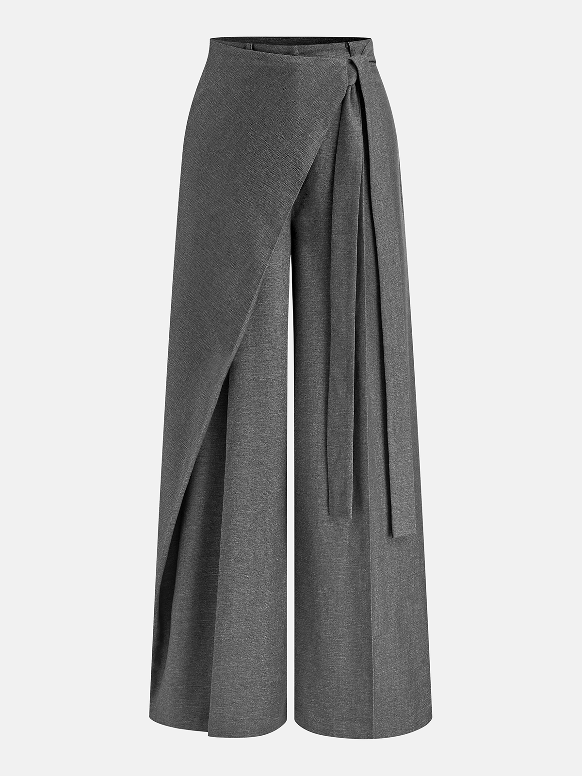 Asymmetrische Wickelhose mit weitem Bein