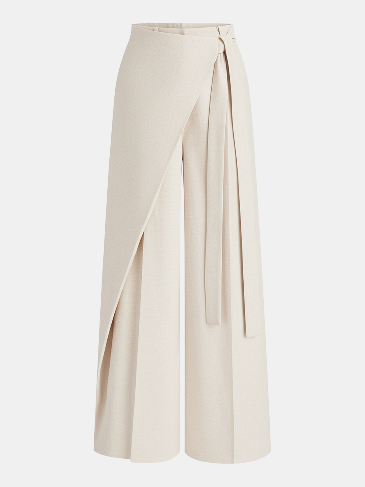 Asymmetrische Wickelhose mit weitem Bein