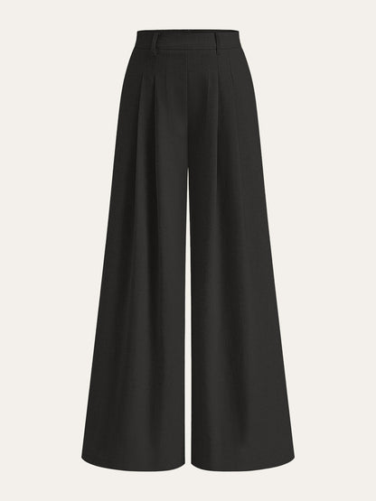 Leinenmischgewebe-Hose mit weitem Bein
