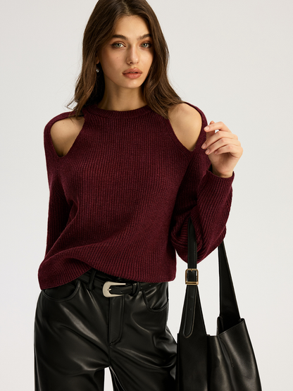 Gerippter Pullover mit Cut-Outs