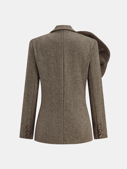 Großer 3D-Blumen-Tweed-Blazer mit einem Knopf