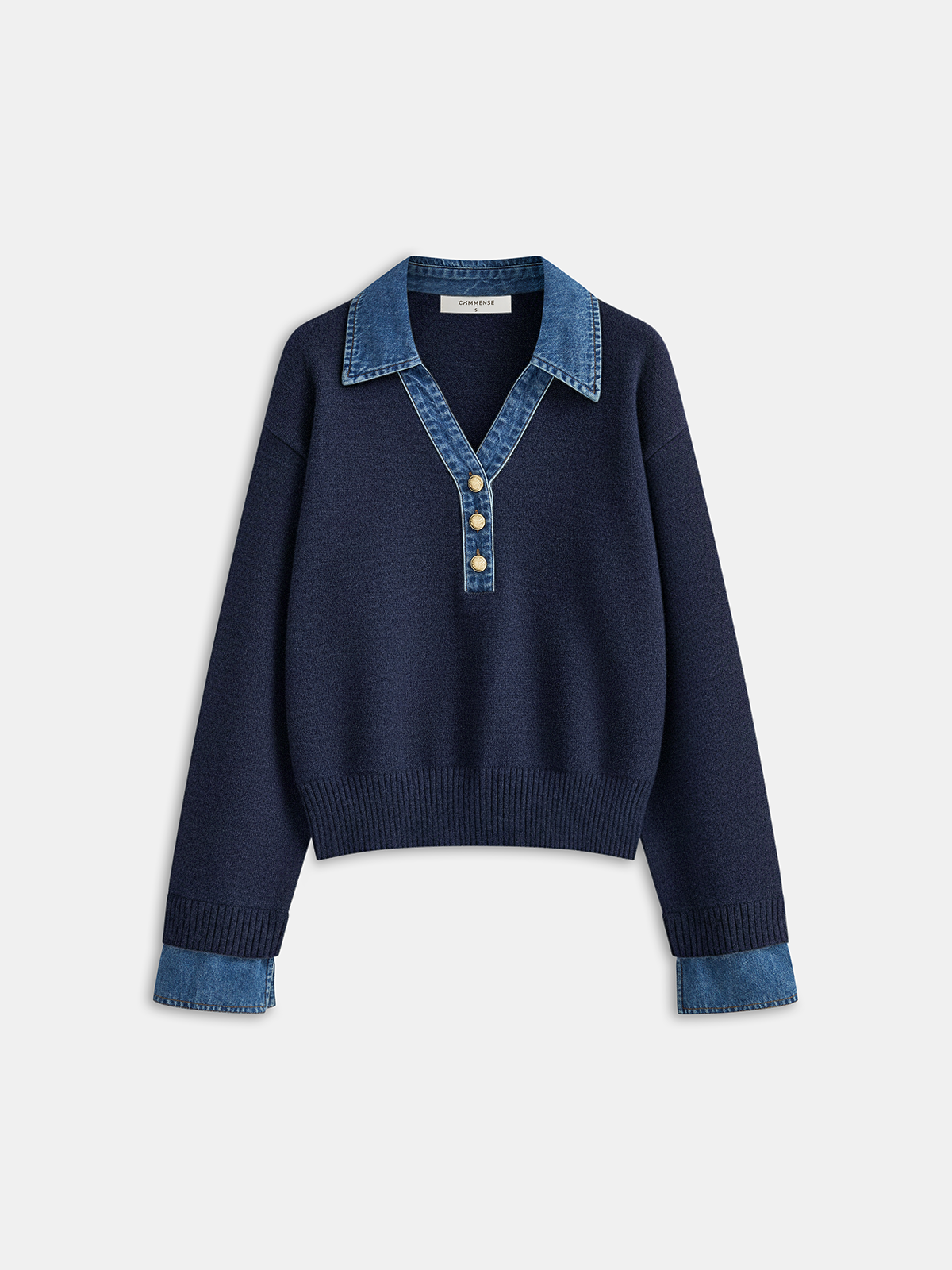 Strickoberteil mit Jeanskragen