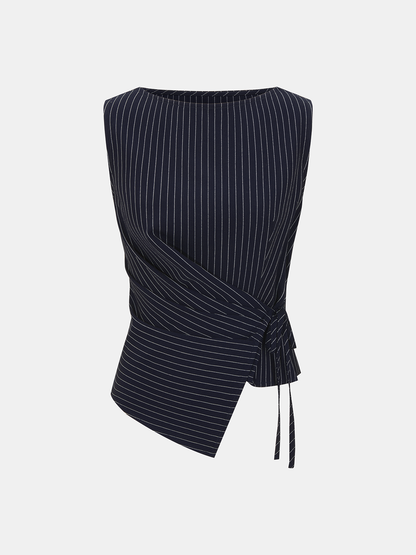 Nadelstreifen Wickel-Oberteil & Hose mit weitem Bein Set