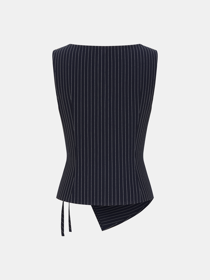 Nadelstreifen Wickel-Oberteil & Hose mit weitem Bein Set