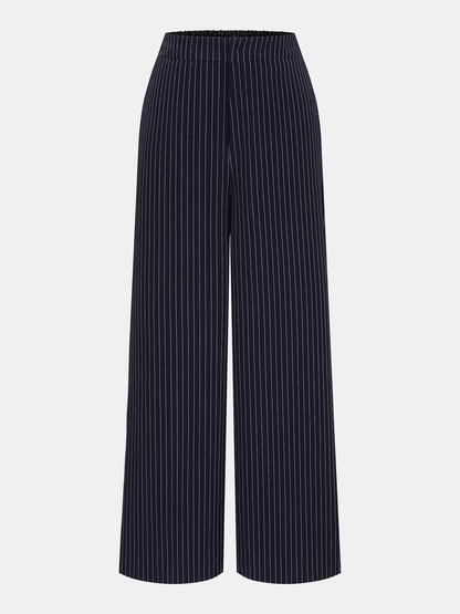 Nadelstreifen Wickel-Oberteil & Hose mit weitem Bein Set