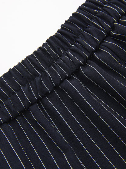 Nadelstreifen Wickel-Oberteil & Hose mit weitem Bein Set