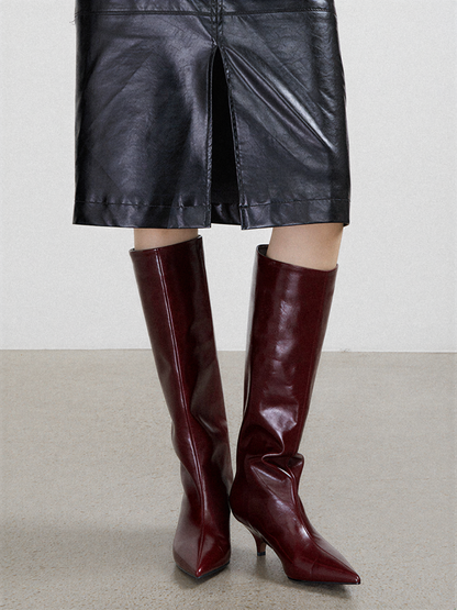 Spitze kniehohe Stiefel