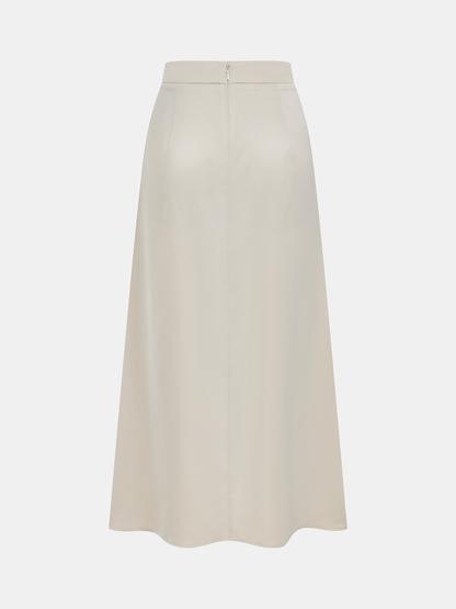 Satin-Set aus asymmetrischem, gerafftem Top und Midirock