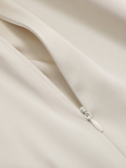 Satin-Set aus asymmetrischem, gerafftem Top und Midirock