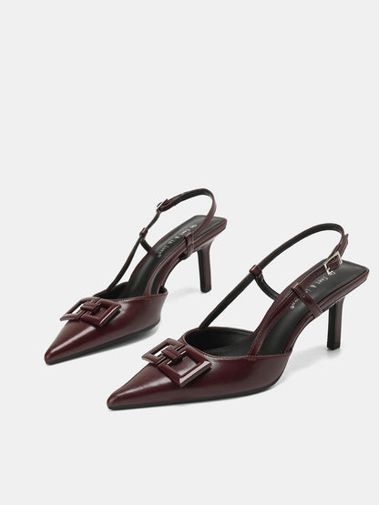 Slingback-Pumps mit eckigem Akzent und spitzer Zehenpartie