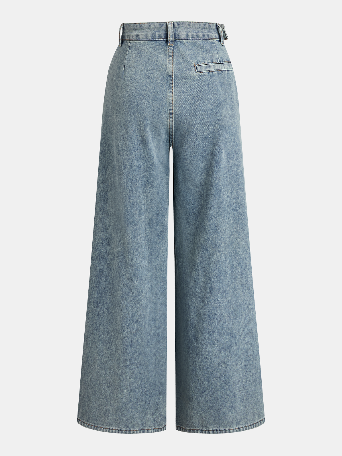 Asymmetrische geraffte Jeanshose mit weitem Bein