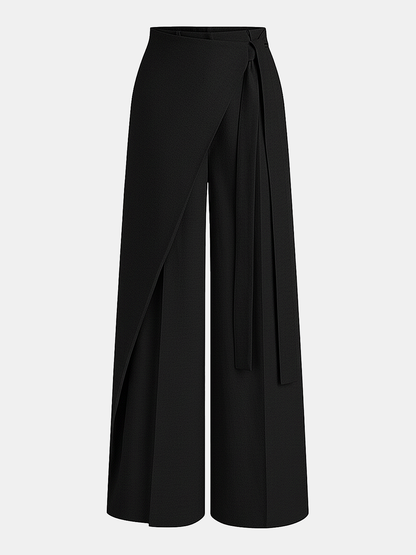 Asymmetrische Wickelhose mit weitem Bein
