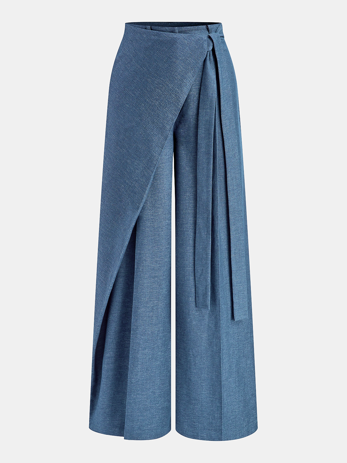Asymmetrische Wickelhose mit weitem Bein