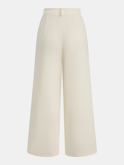 Ärmelloses Oberteil mit Gürtel und plissierte Hose Set