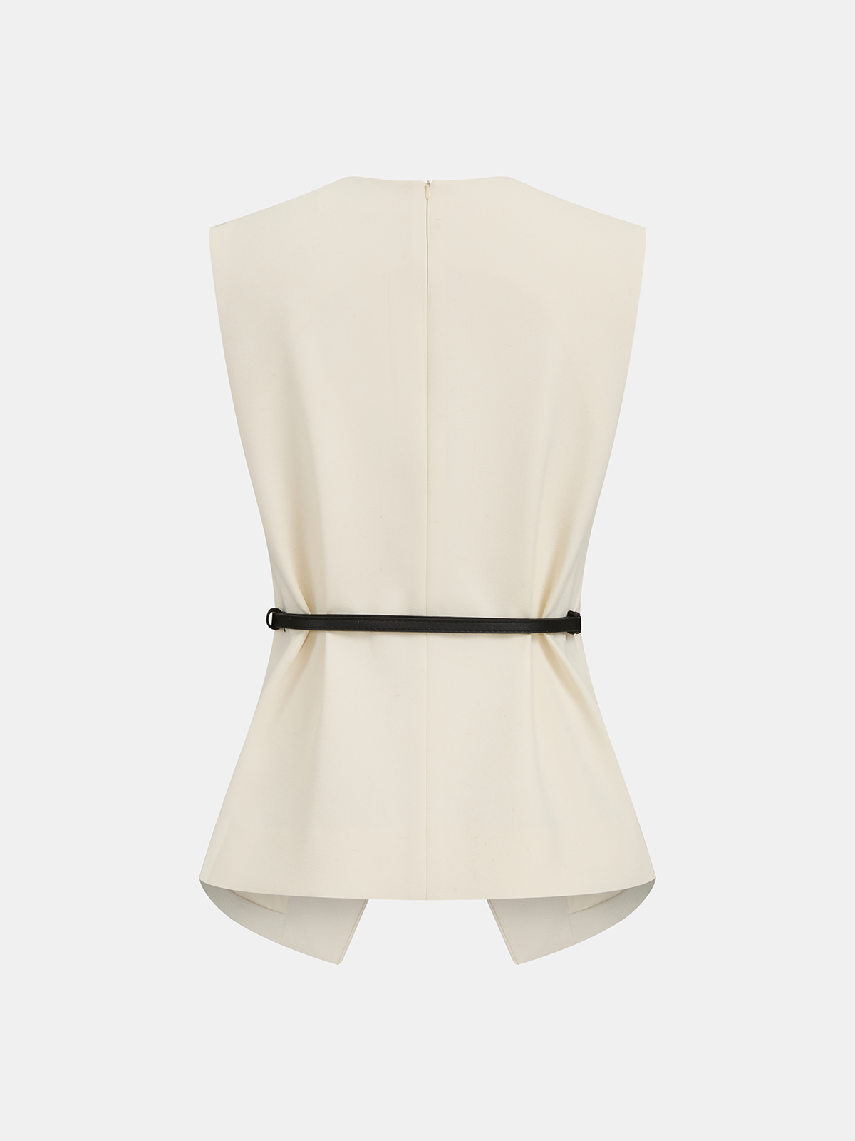 Ärmelloses Oberteil mit Gürtel und plissierte Hose Set