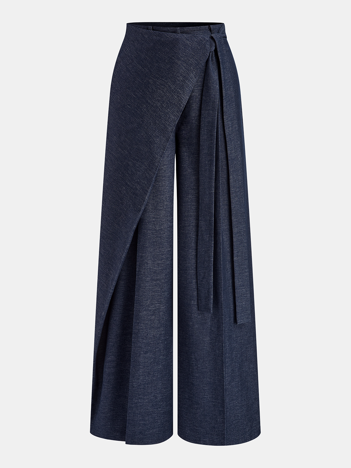 Asymmetrische Wickelhose mit weitem Bein
