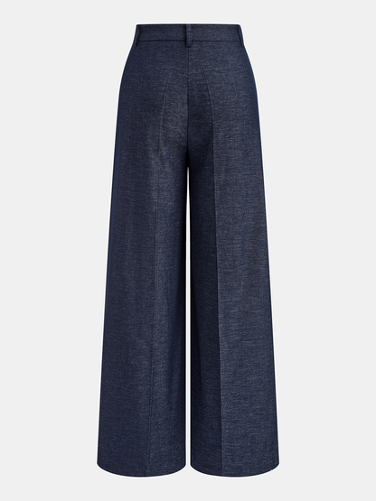 Asymmetrische Wickelhose mit weitem Bein