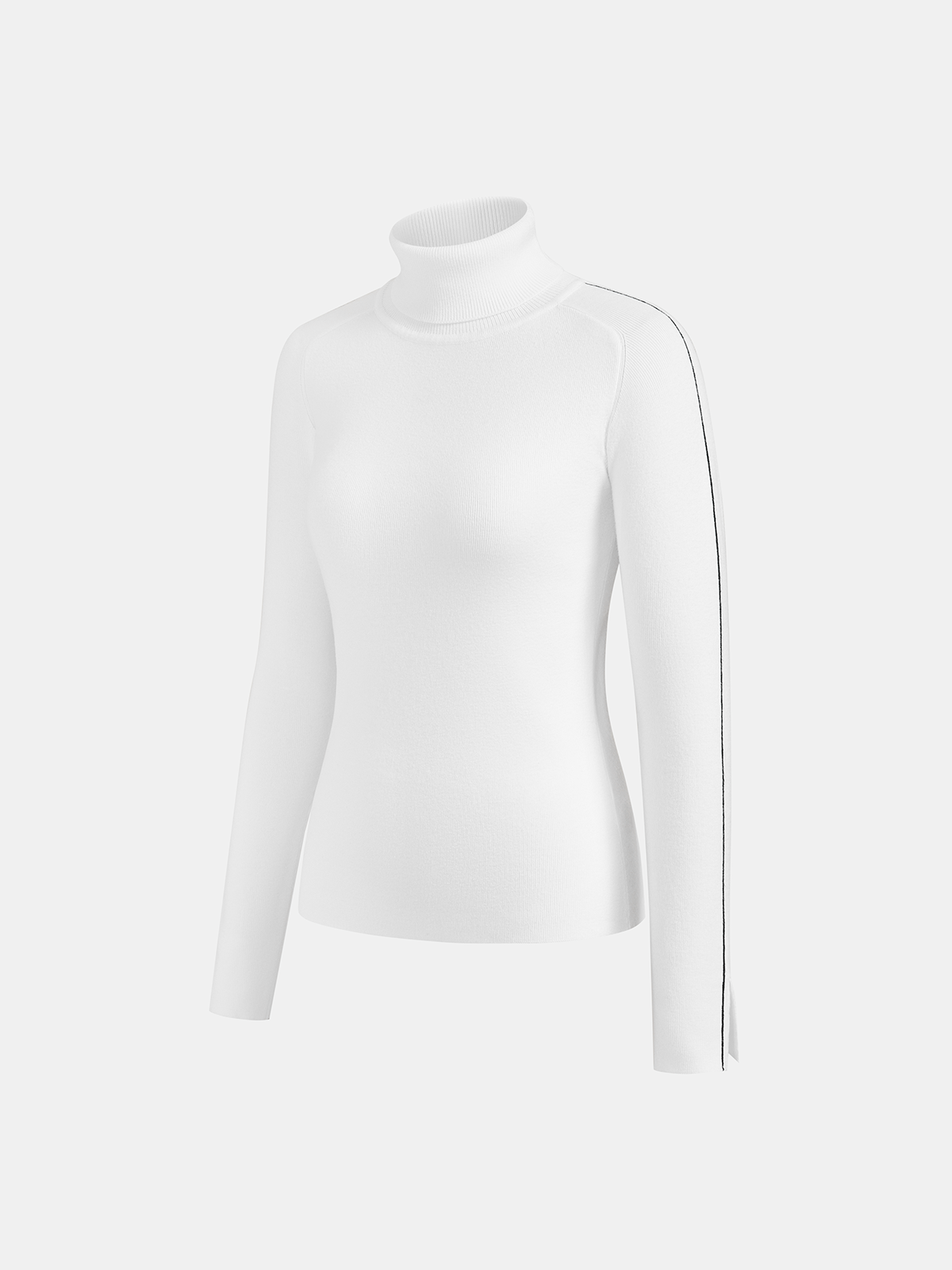Rollkragenpullover mit Kontrastpaspelierung