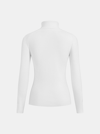 Rollkragenpullover mit Kontrastpaspelierung