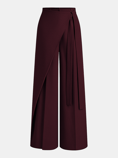 Asymmetrische Wickelhose mit weitem Bein
