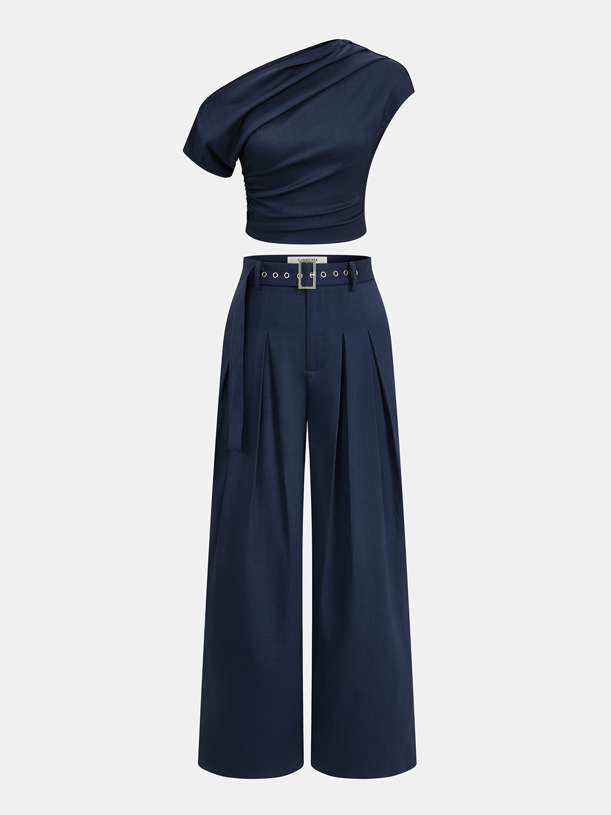 One-Shoulder-Top & Hose mit weitem Bein Set
