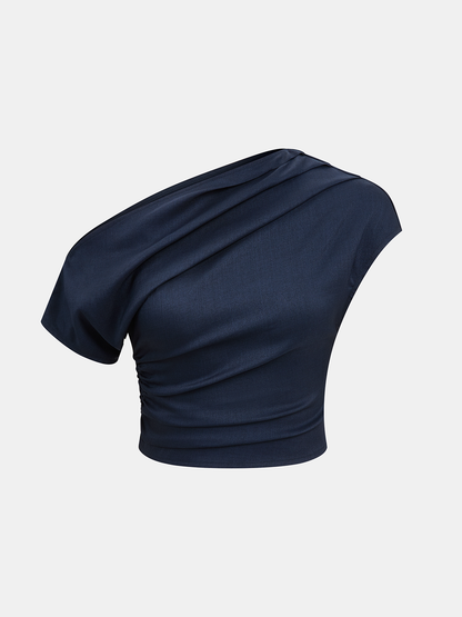 One-Shoulder-Top & Hose mit weitem Bein Set