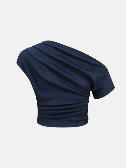 One-Shoulder-Top & Hose mit weitem Bein Set