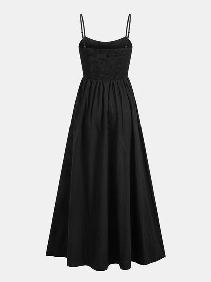 Baumwoll-Maxikleid ärmellos mit Taschen und Cut-Outs