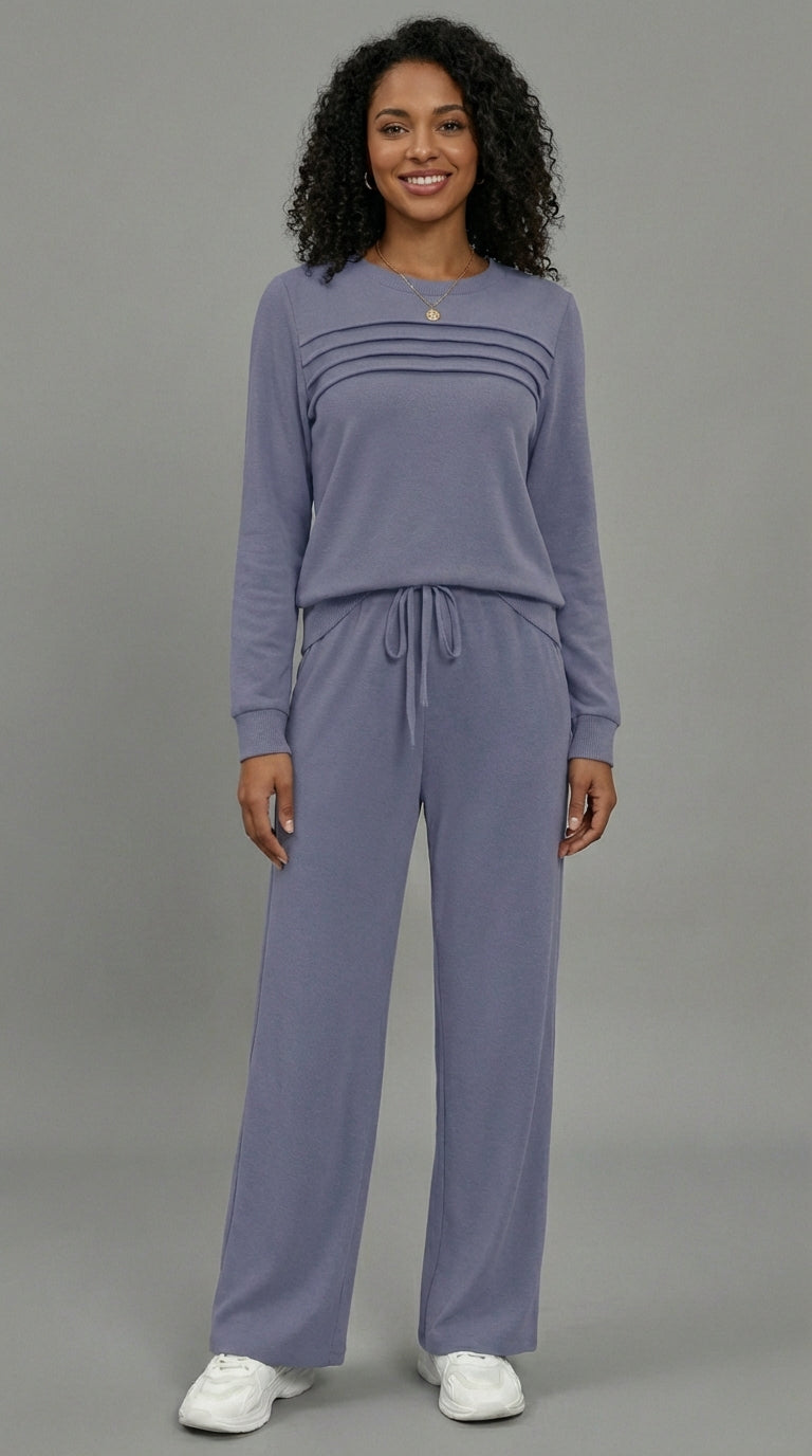 Serene Lounge-Set – Weiches Oberteil & Hose mit Kordelzug