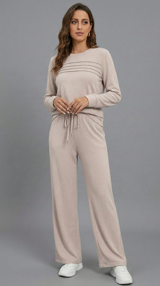 Serene Lounge-Set – Weiches Oberteil & Hose mit Kordelzug